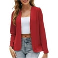 thumbnail image 1 of GPOECD Veste de Costume Sans Col à Manches Longues Ajustée à la Mode pour Femmes, Rouge, P, 1 of 3