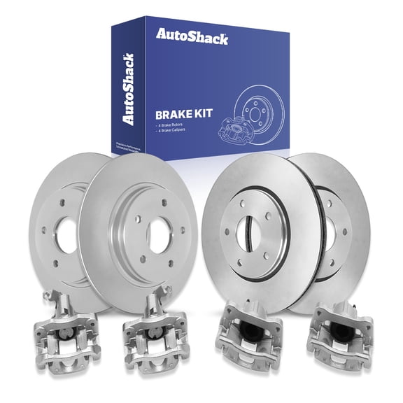 AutoShack Front Vented & Rear Solid Brake Rotors   Calipers 8-PC Brake Kit Replacement for 2013-2016 Dodge Grand Caravan 2013-2016 Chrysler Town & Country 2013-2015 Ram C/V