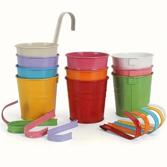 Metal Hanging Flower Pot with Hook, Lightweight Iron Planter for Small Plants, Herbs & Succulents, Decorative Indoor/Outdoor Hanging Basket for Windows, Balcony, Perfect Gardening Gift