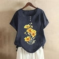 thumbnail image 1 of Offres du Jour Liquidation Iumwxz Tuniques Décontractées Amples Ajourées Hauts d'Été pour Femmes T-Shirts Graphiques Floraux Hauts à Manches à Volants Col Rond pour Femmes Offres du Jour Rendez-Vous, 1 of 4