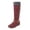 Red, variant on Modisza Women's Mid Calf Slouchy Leather Boots Wide Width Low Block Heel Tall Boot Side Zipper Winter Knitted Fold Over Boots Size 6-9.5