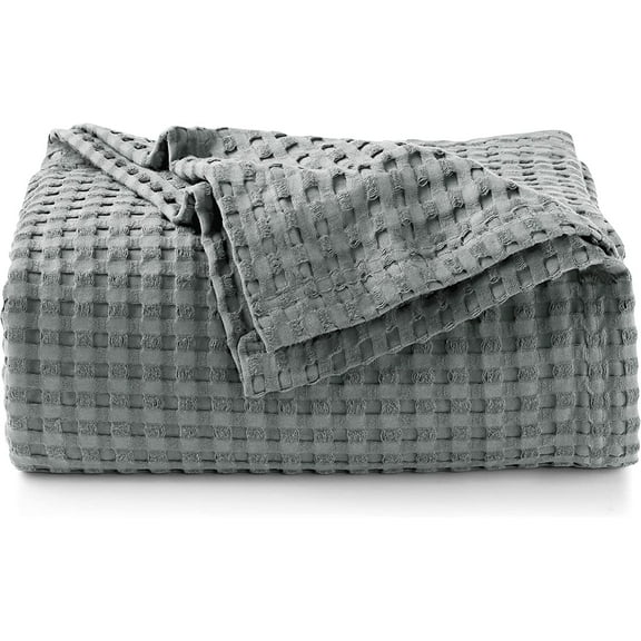BENJM Cotton Waffle Blanket 300 GSM Soft Lightweight Blanket (King,Cool Grey)