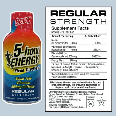 5-hour Energy Shot, Regular Strength, Berry, 6 Count