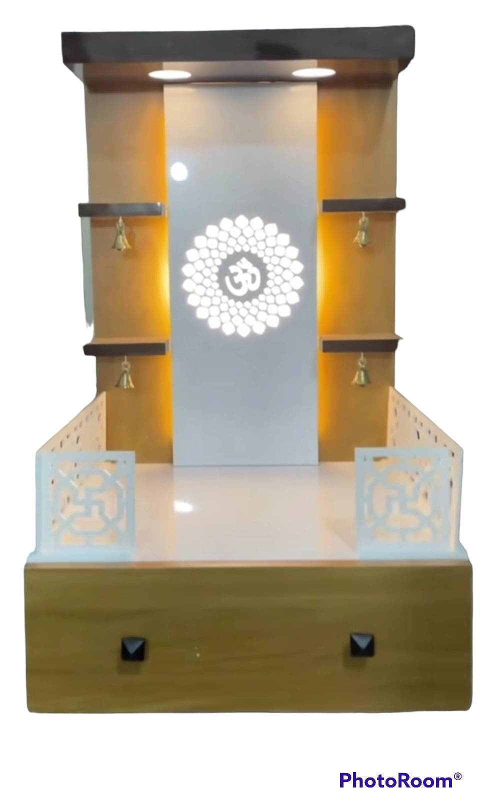 Pooja Mandir / Designer Wooden Temple With LED Lights / Temple For Home