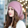 thumbnail image 3 of UDIYO Women Winter Hat Ear Protection Thick Solid Color Crochet Soft Warm High Elasticity Anti-shrink Fleece Women Winter Bonnet for Outdoor, 3 of 8