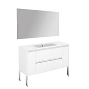 Ambra 120F Pack 1 Gloss White Free Standing Complete Vanity Unit with Mirror