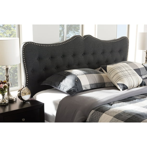 Baxton Studio Emma Modern and Contemporary Dark Grey Fabric Queen Size