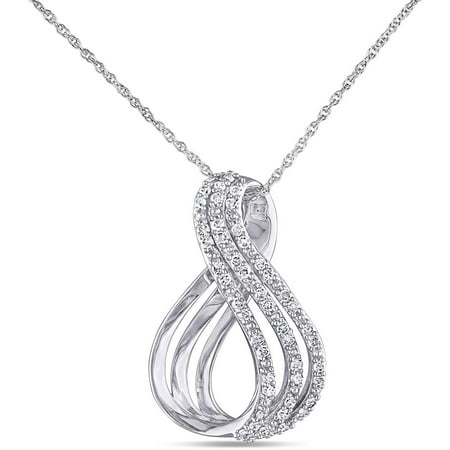 Miabella 1/4 Carat T.W. Diamond 10kt White Gold Infinity Pendant
