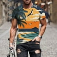 thumbnail image 1 of Tops para hombre, blusas y camisas de manga corta con cuello redondo para hombre, camiseta con cuello redondo y estampado para hombre, blusa informal de poliéster de manga corta a la moda para hombre., 1 of 5