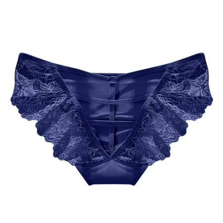 

LBECLEY No Line Underwear Women Cotton Womens Lace Thin Ribbon Hollowt and Raise The Pure Brief Panties Candy Panties for Women Underwear Set Blue One Size