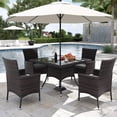thumbnail image 7 of Kullavik 10-Piece Patio Outdoor Dining Set, Wicker Patio Furniture Set of 8 Rattan Chairs with Soft Cushions and Two Square Table with Umbrella Cutout, Grey, 7 of 7