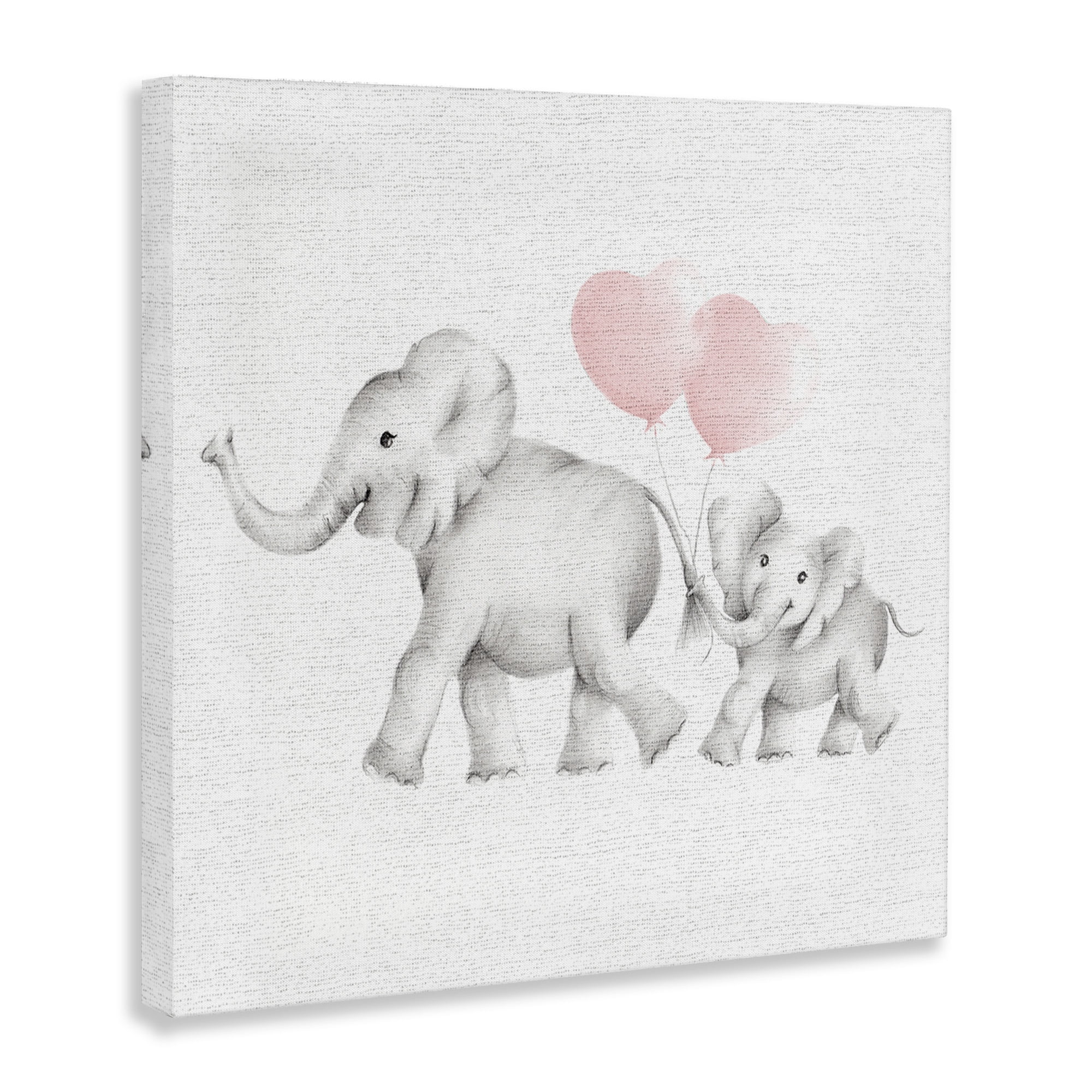 Stupell Industries Elephant Family with Pink Balloons Art for Kids Painting Gallery Wrapped Canvas Art Print Wall Art, 36 x 36