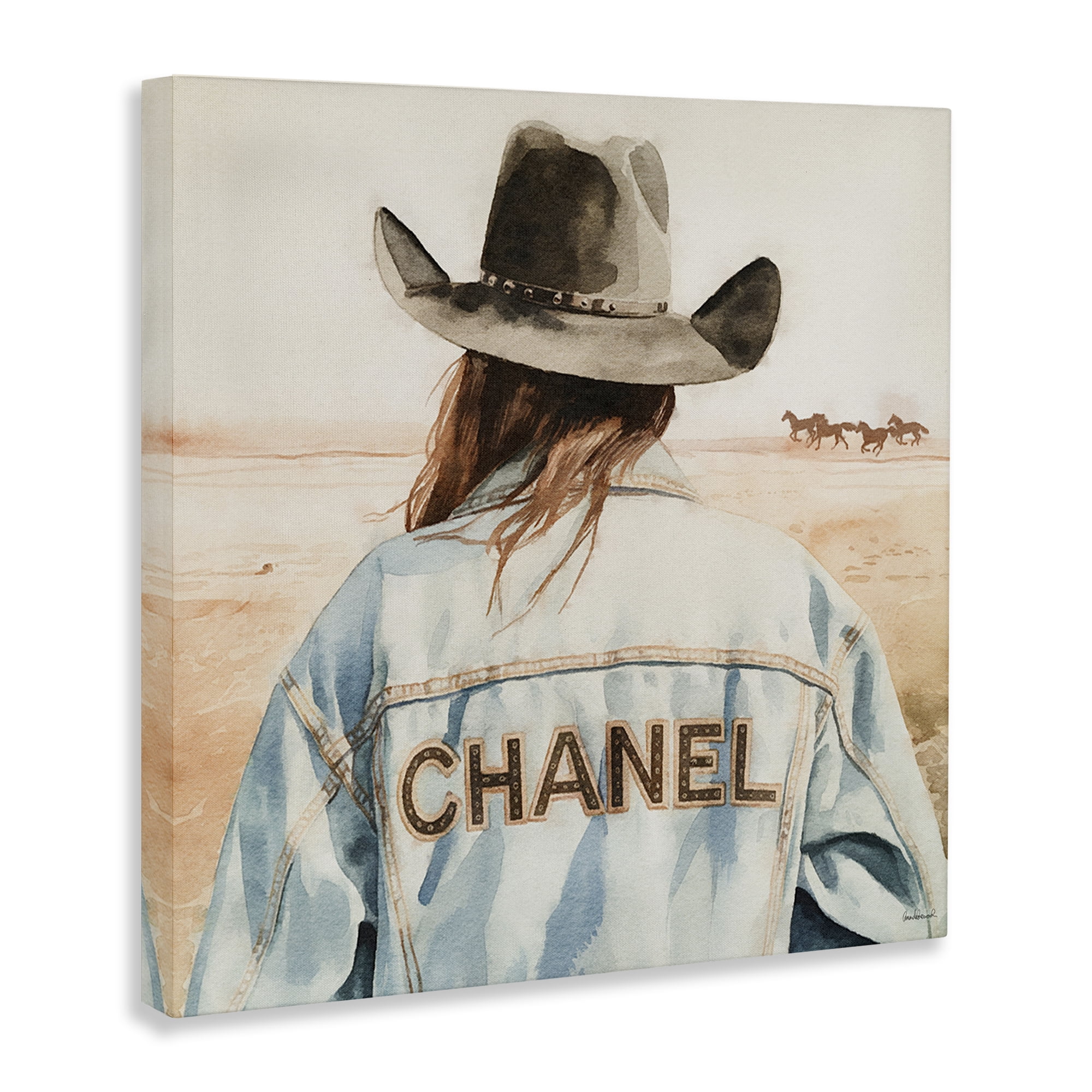 Stupell Industries Desert Cowgirl Glam Brand People Painting Wrapped Canvas Art Print Wall Art, 17 x 17