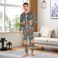 thumbnail image 6 of FORMRS Onesies Pajama for Adults Unisex Hoodie Winter Jumpsuit One Piece Sleepwear, Sizes S-2XL, Abstract Water Lilies Pattern, 6 of 7
