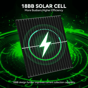 WERCHTAY N-Type 18BB 300 Watt Bifacial Solar Panel, with 25% Efficiency, Grade A+ Cells, IP65, for RV, Trailer, Marine, Rooftop, Farm, Off Grid