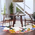 thumbnail image 3 of Large Round Rug 8Ft Washable Non-Slip, Hummingbirds Circle Area Rugs for Living Room Bedroom, Spring Summer Watercolor Flowers Plant Indoor Floor Mats Carpet Runner for Home Decor, 3 of 8