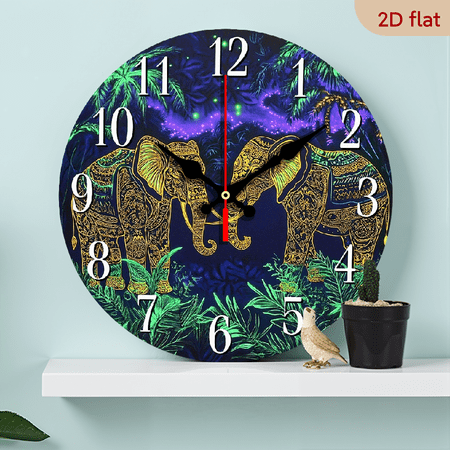 Two elephants. 1 pc wall clock.Accurate timing, frameless design, simple and elegant. Silent movement, silent Two elephants. 1 pc wall clock.Accurate timing, frameless design, simple and elegant. Silent - 68 f