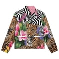 thumbnail image 4 of Jackets for Women Winter Coat Jackets Flannel Stand Collar Jacket(Leopard Zebra Flowers Vibrant Jungle,Size:S-4XL), 4 of 7