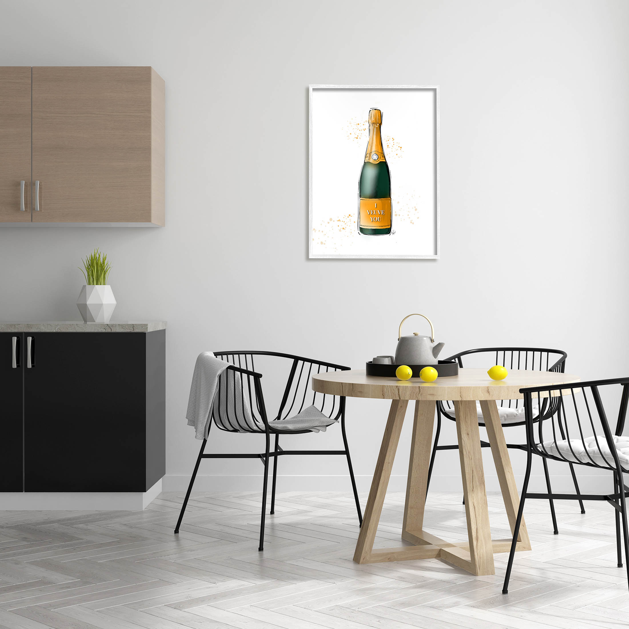 Stupell Industries I Veuve You Champagne Bottle Graphic Art White Framed Art Print Wall Art, Design by Alison Petrie