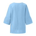 thumbnail image 4 of CHOK Chemises en Lin pour Femmes Coupe Ample Été 2023 Manches Mi-Longues Col Rond Tunique Confortable Fente Latérale Blouse Basique, 4 of 5
