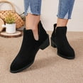 thumbnail image 3 of Oyedens Womens Dress Boots Fashion Cut-Out Suede Pointed Toe Low Heel Slip on Ankle Booties for Ladies, 3 of 8