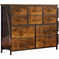 thumbnail image 2 of Shininglove Vintage Wide Dresser, 10-Drawer Storage Tower with Sturdy Metal Frame, Textured Brown, 39 x 11.8 x 35 Inches, 2 of 7