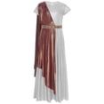 thumbnail image 3 of iiniim Kids Girls Greek Toga Robe Short Sleeve Metallic Ancient Greece Gown Princess Dress Halloween Cosplay Silver 8, 3 of 7