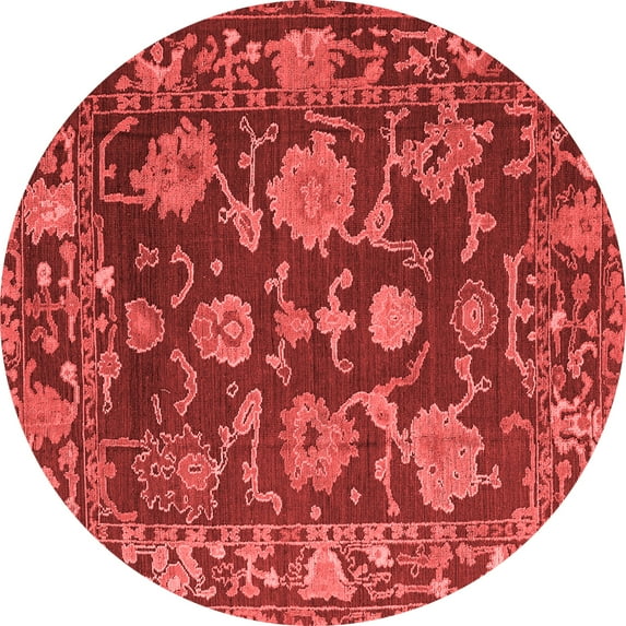Ahgly Company Indoor Round Abstract Red Modern Area Rugs, 8' Round