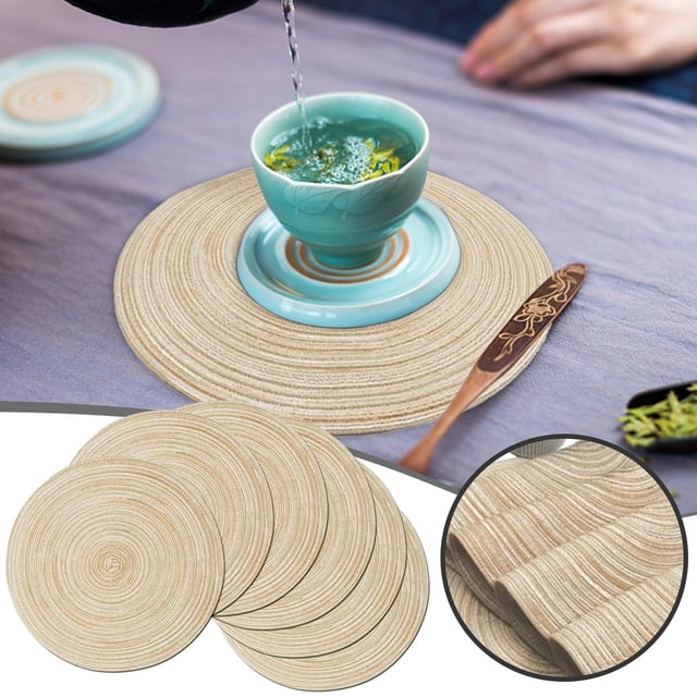 Round Braided Table Mats Non- Washable Set of 6 for Dining and Kitchen Use 15 Inch In Size Additions to Your Home