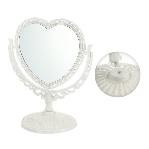 Vocoste Love Heart Shaped Makeup Mirror Double Sided Makeup Mirror Rotating Makeup Desk Mirror for Women Beige