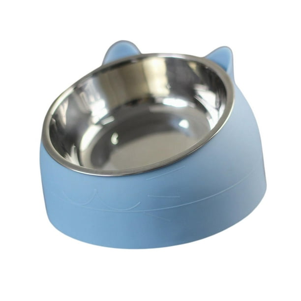 Comedero para mascotas, comedero elevado de agua y comida, de acero inoxidable, inclinado y elevado, para beber sin... Azul