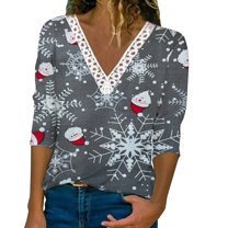 Patlollav Womens Shirts Gradient Print Regular Long Sleeve Tops