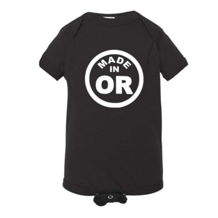 

PleaseMeTees™ Baby From Born Made In Oregon OR State Logo Label Jumpsuit