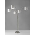 thumbnail image 2 of Five Light Floor Lamp Brushed Steel Arc Arms and Petite White Drum Shades, 2 of 2