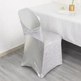 thumbnail image 5 of BalsaCircle Metallic Silver Tinsel Spandex Stretchable Banquet Chair Cover Sash Band Buckle Party Events Decorations, 5 of 8