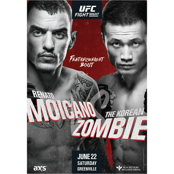 UFC Unisex Greenville June 22 Saturday Official Poster, Grey, One Size