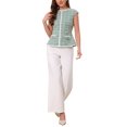 thumbnail image 2 of INSPIRE CHIC Women's Elegant Tweed Top Crew Neck Cap Sleeve Business Office Peplum Blouse Tops S Green, 2 of 5