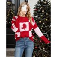 thumbnail image 4 of Sweaters for Women Color Block and Christmas Tree Printed Pullover Sweaters Crew Neck Warm Knit Sweater Shermie, 4 of 9