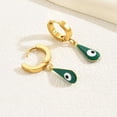 thumbnail image 2 of 1 Pair Vintage Minimalist Stainless Steel Devil Eye with Teardrop Hoop Earrings Real 16K Gold Plated 1.2x 0.27 Inch, 2 of 4