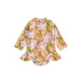 thumbnail image 2 of Musuos Kids Girls Summer Swimwear 1-6Years Long Sleeve High Neck Zip Up Floral Bathing Suit Beachwear, 2 of 9