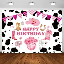 Cowgirl Birthday Backdrop 10 x 8 ft Wid West Happy Birthday Cow Print Background Western Theme Party Photography Decoration Banner for Adults Kids Pictures Vdieo Photo Studio Shoot