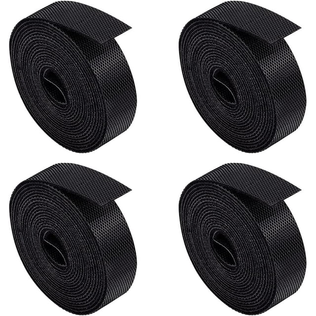 Correa de nailon con gancho y bucle, reutilizable, para cables, organizador de cables, cinta de sujeción, color negro, 15 x 1,2 mm