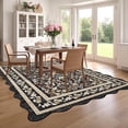 thumbnail image 2 of Scalloped Edge Floral Area Rug – Pastel Botanical Print, Vintage-Inspired Washable Carpet for Living Room, Bedroom, or Nursery, 2 of 11