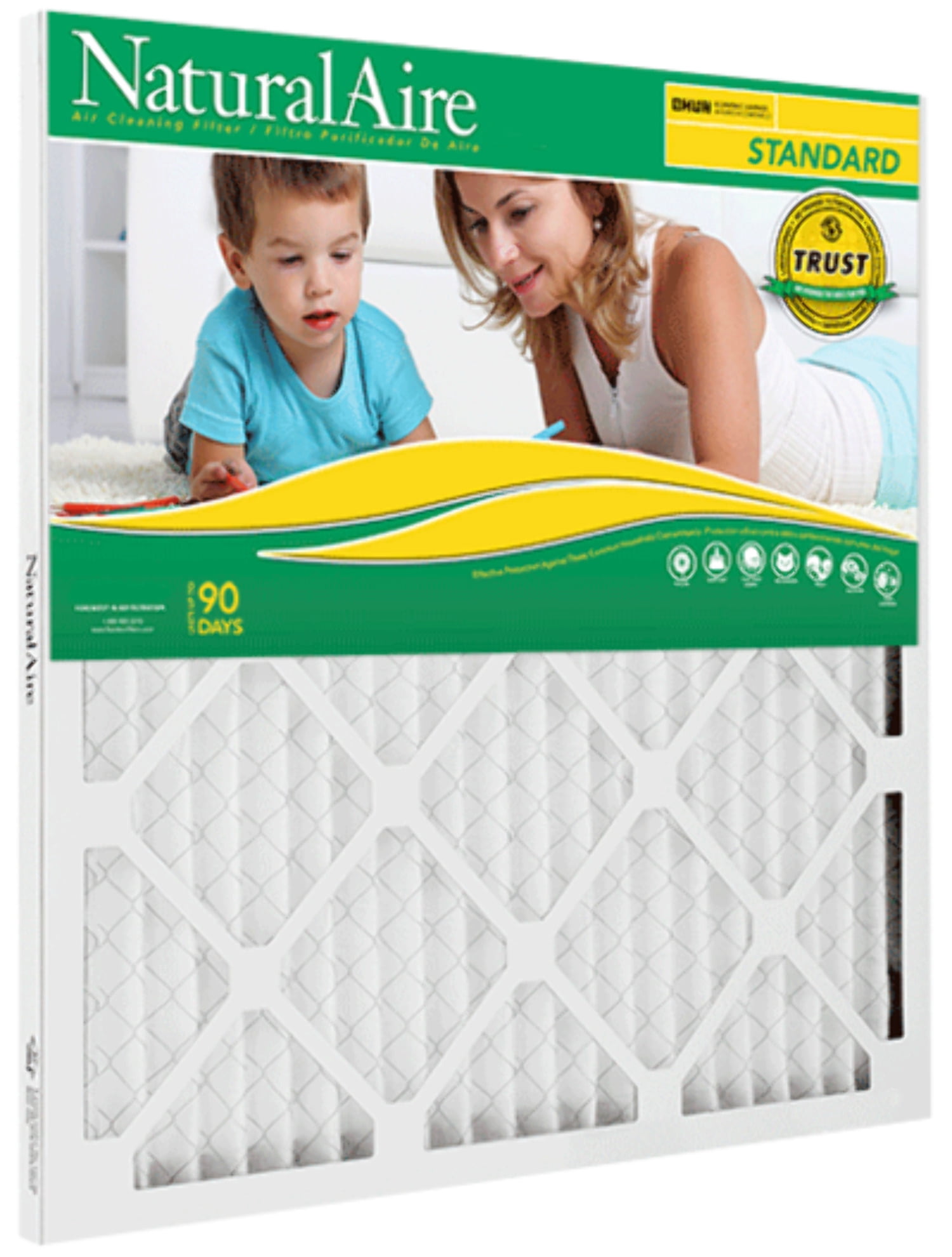 NaturalAire Standard Pleated HVAC Furnace/Air Filter, MERV 8, 18" x 20" x 1", 12-Pack