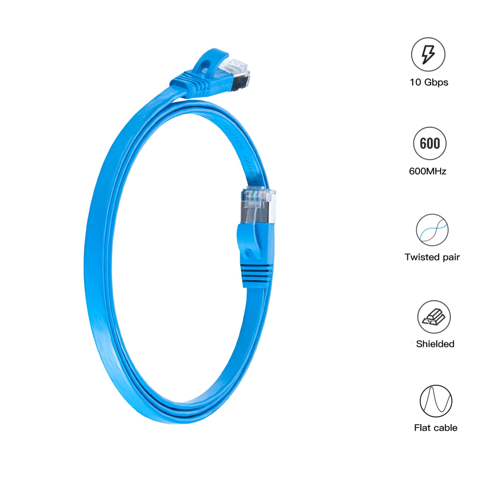 Cat7 Cable, 10Gbps Flat Network Shielded Cable, 3.3