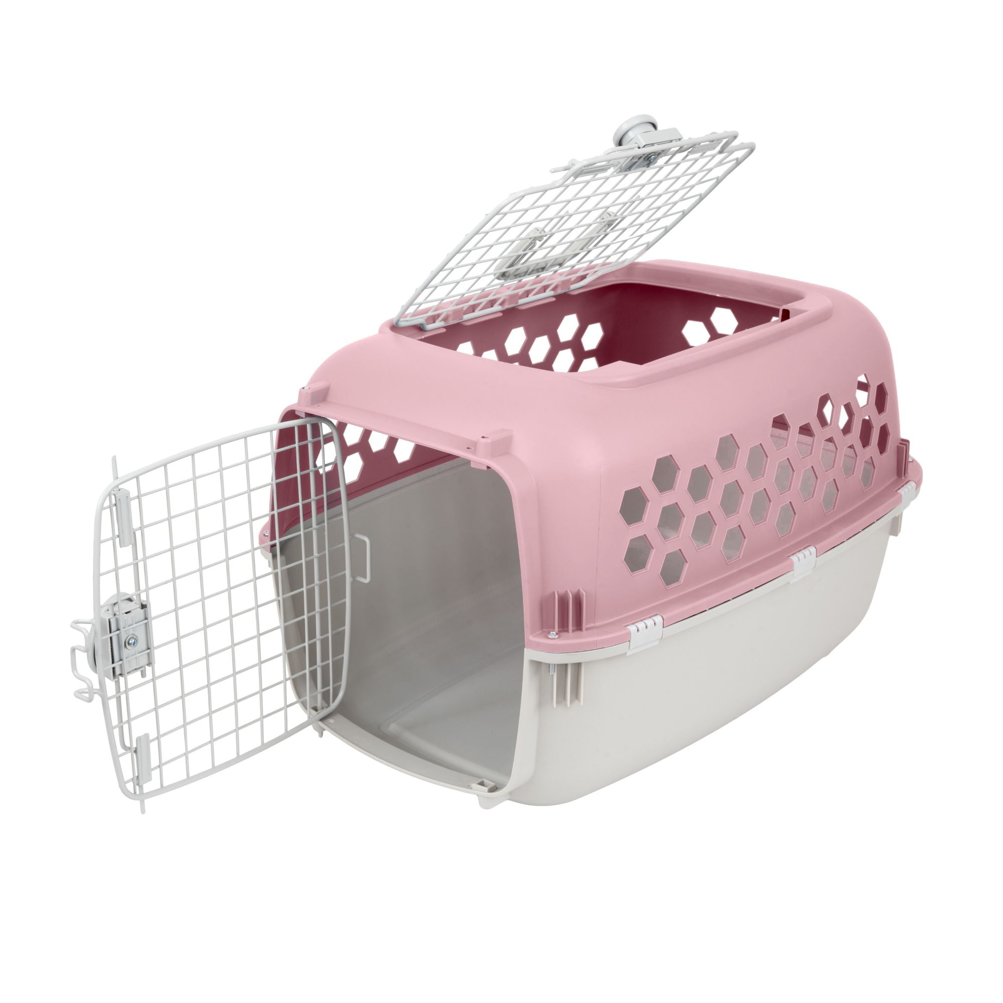Vibrant Life 2-Door 24" Plastic Portable Kennel for Dogs, Pink