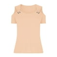 thumbnail image 5 of gbyLJF Short Sleeve Tops for Woman Nice Tops for Women Basic Work Tops for Women Womens Exercise Tops Beige XL, 5 of 5
