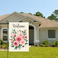 thumbnail image 2 of AMHNF Linen Garden Flag with Floral Welcome Design for Spring Summer Home Outdoor Garden Yard Door Decor 12x18 inch, 2 of 5