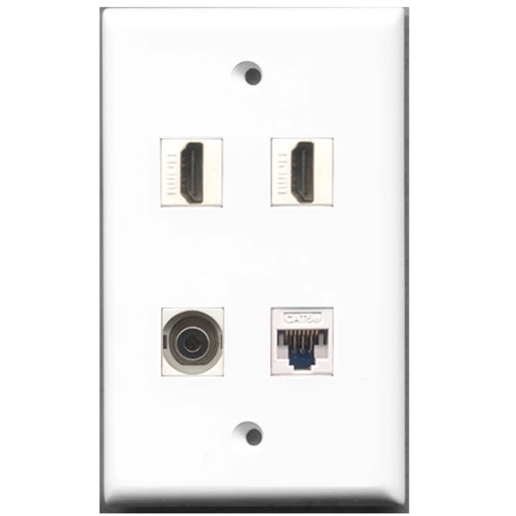 Ultra Spec Cables 2 Port HDMI 1 Port 3.5mm 1 Port Cat5e Ethernet Wall Plate