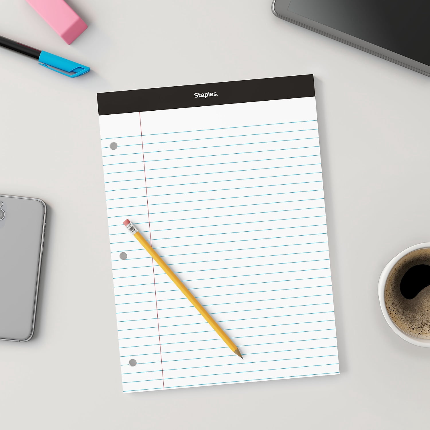 MyOfficeInnovations Double Pad Notepads 8.5x11.75 White 100 Sh/Pd 6 Pd/Pk 478900